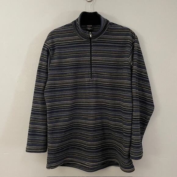 Patagonia Other - Patagonia Men's Large 1/2 Half Zip Fleece Pullover Striped Blue Gray Activewear